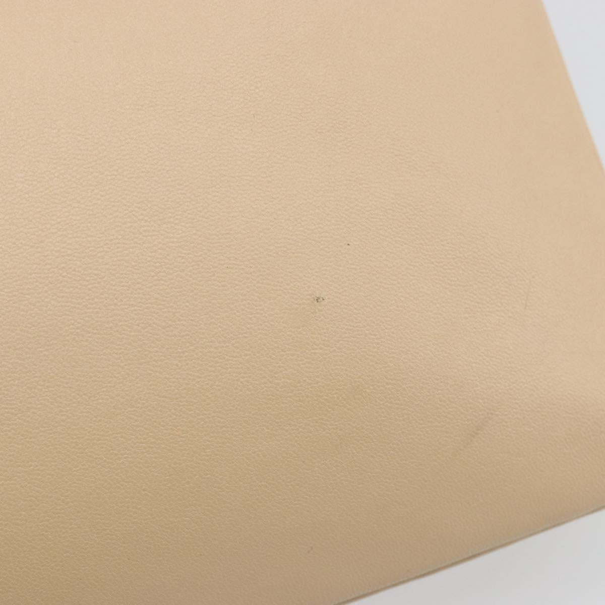 CELINE Trio Shoulder Bag Leather Beige Gold Auth BA13504V