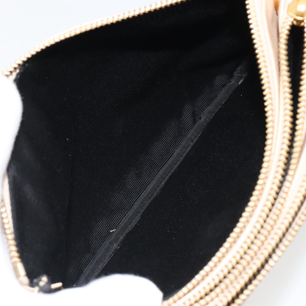 CELINE Trio Shoulder Bag Leather Beige Gold Auth BA13504V