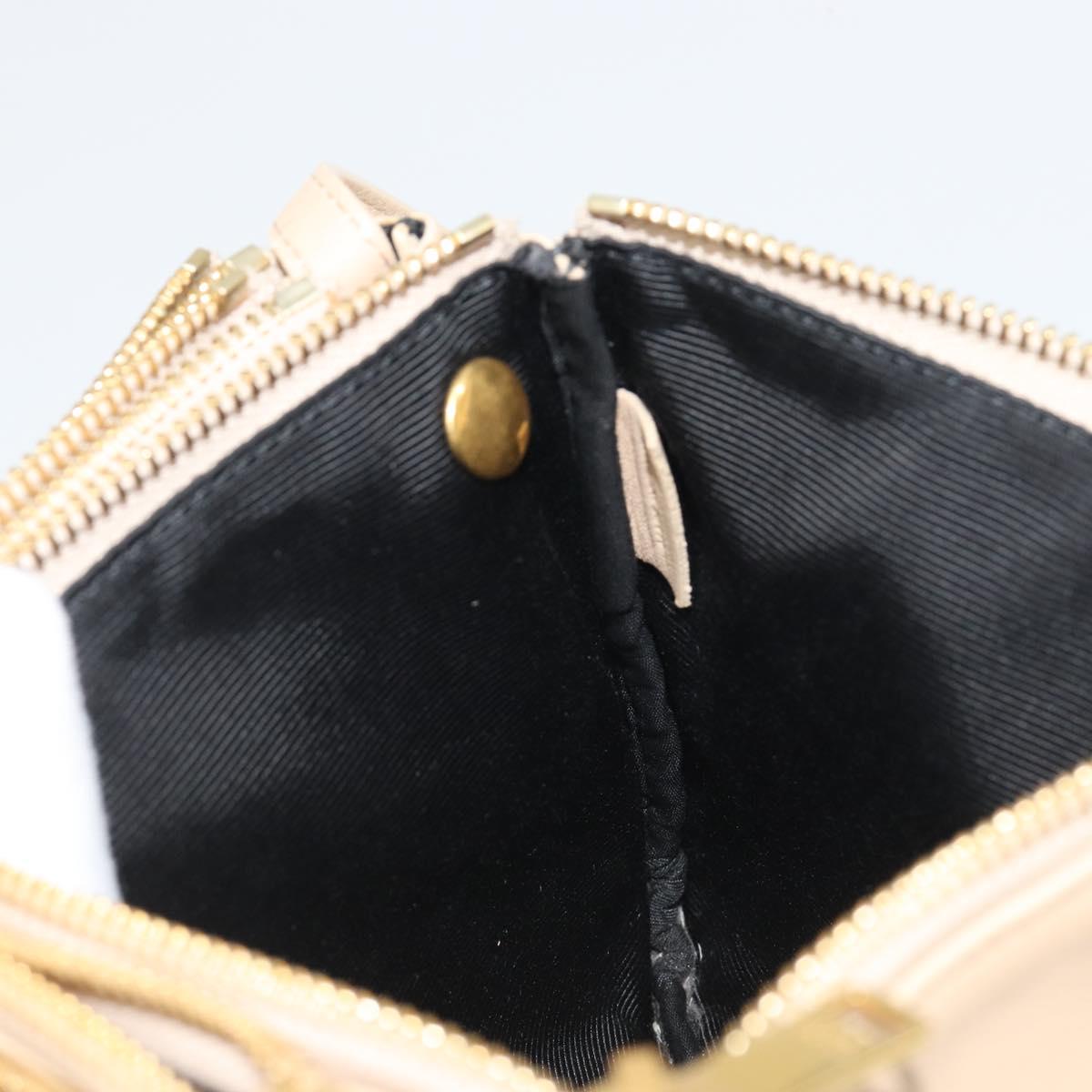 CELINE Trio Shoulder Bag Leather Beige Gold Auth BA13504V