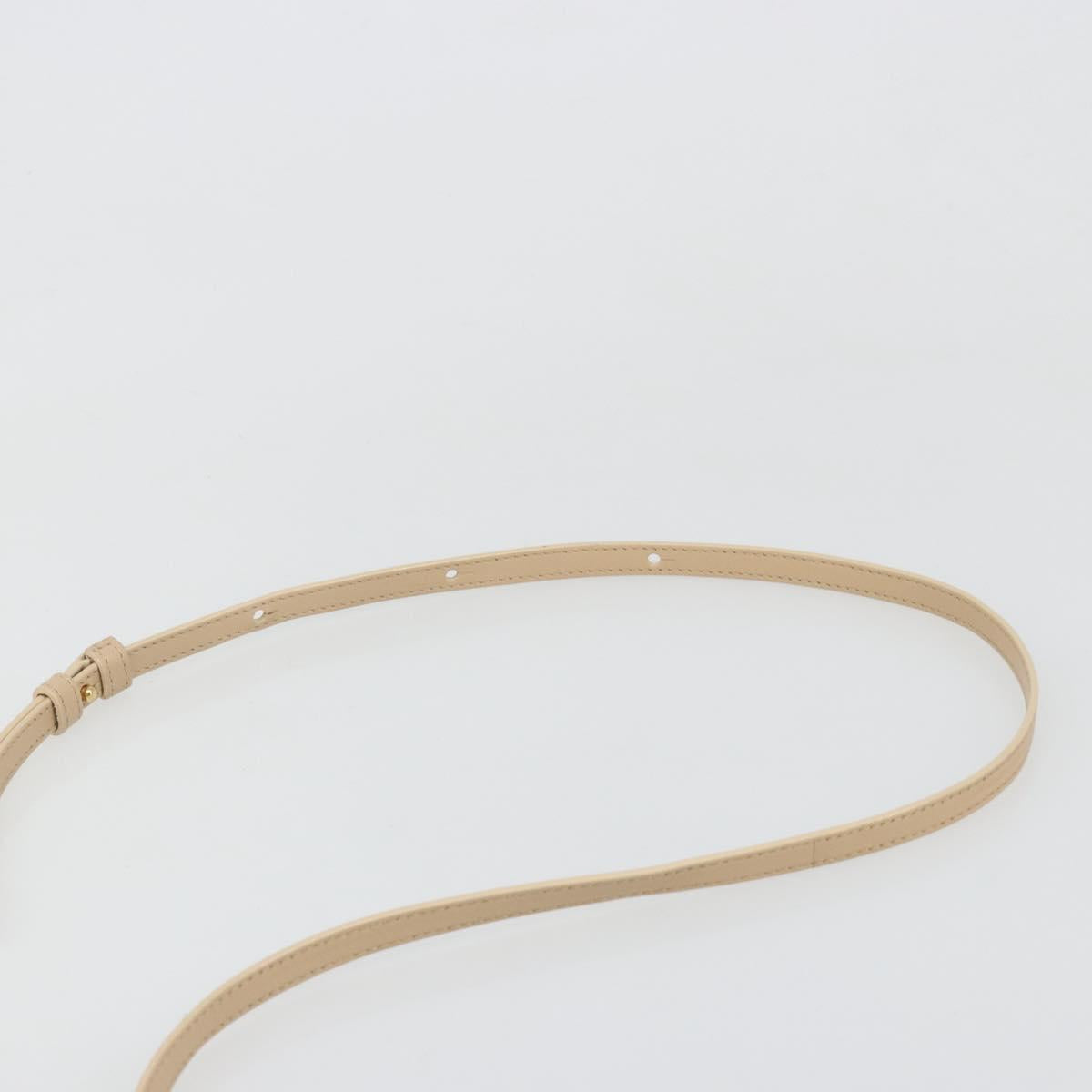 CELINE Trio Shoulder Bag Leather Beige Gold Auth BA13504V