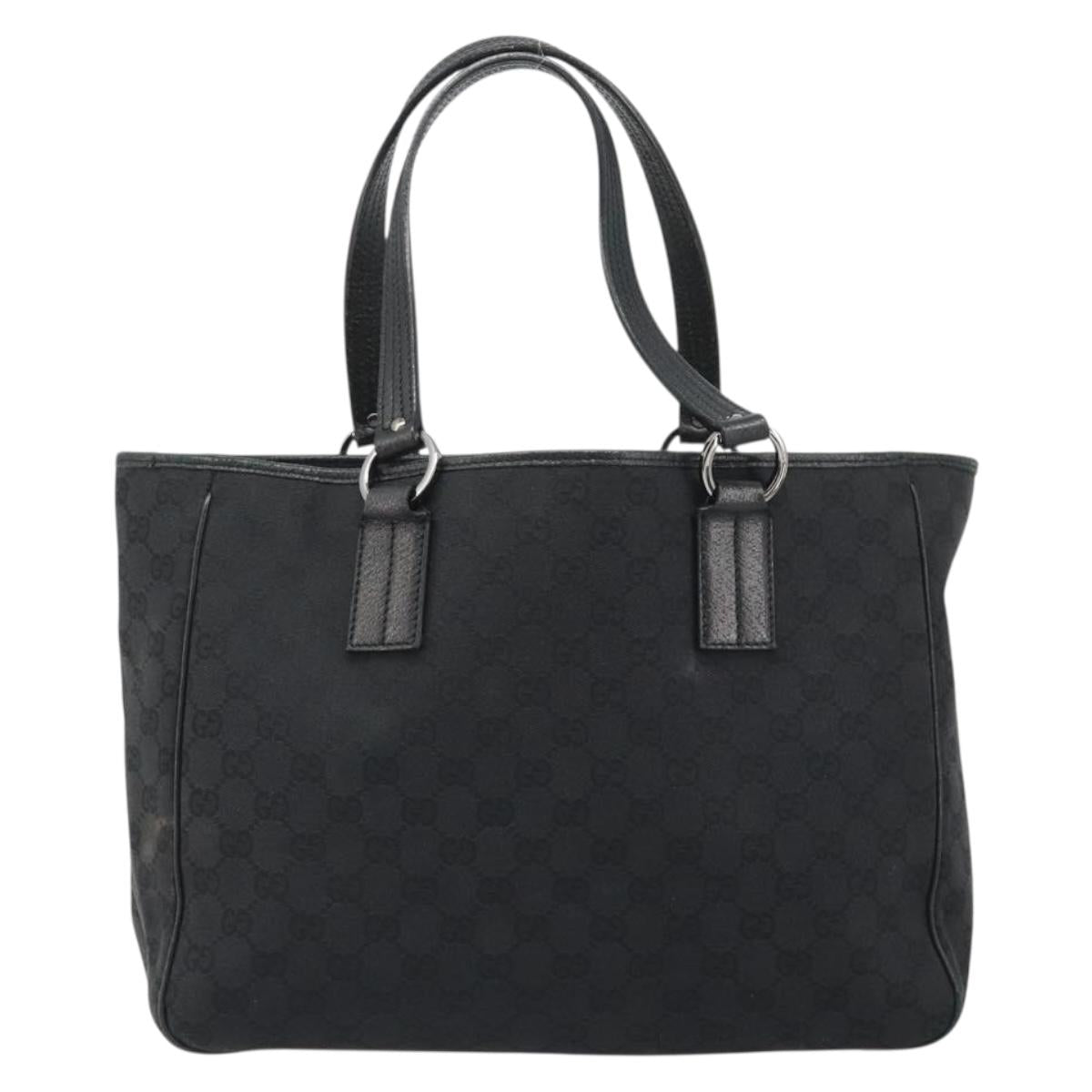 GUCCI GG Canvas Hand Bag Black Silver 113017 Auth BA13508