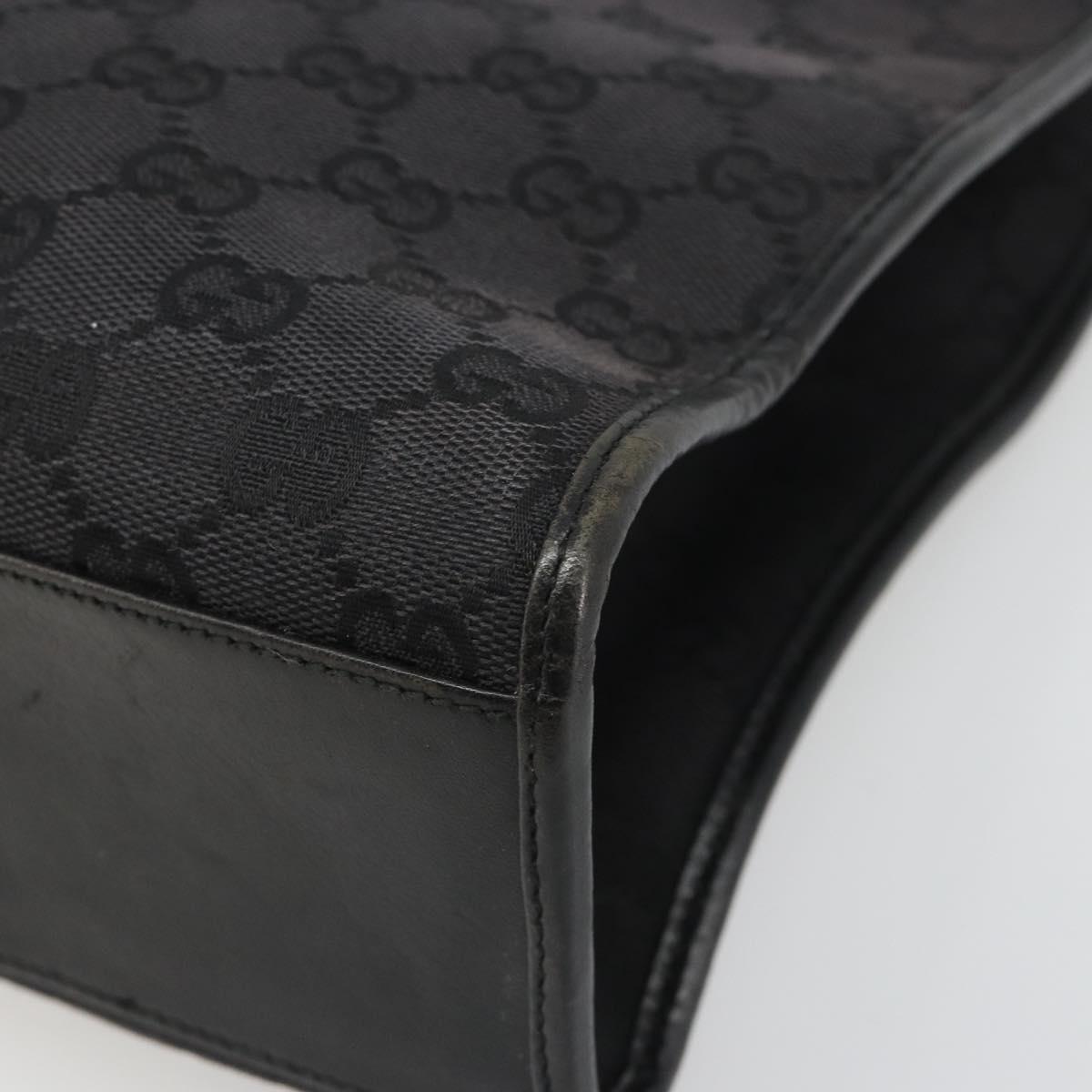 GUCCI GG Canvas Jackie Tote Bag Black Silver 002 1073 Auth BA13509A
