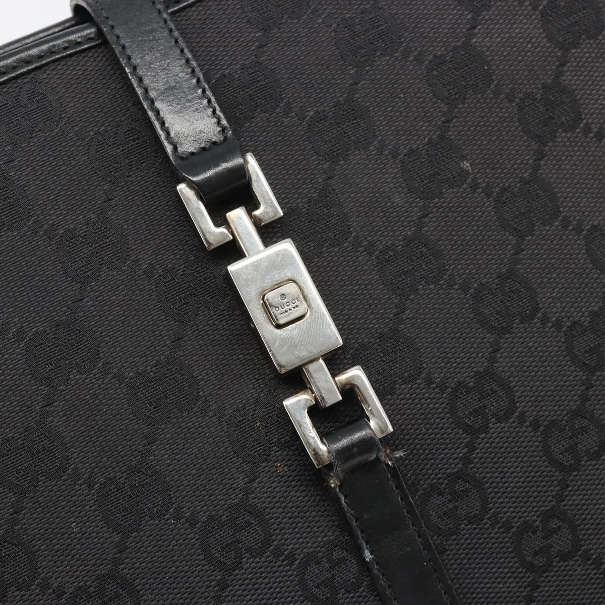 GUCCI GG Canvas Jackie Tote Bag Black Silver 002 1073 Auth BA13509A