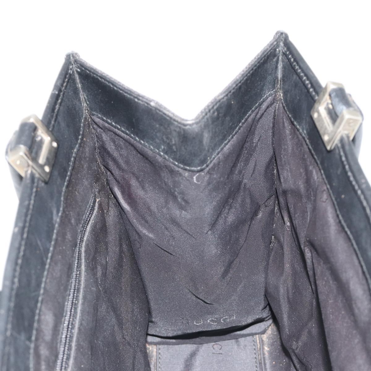 GUCCI GG Canvas Jackie Tote Bag Black Silver 002 1073 Auth BA13509A
