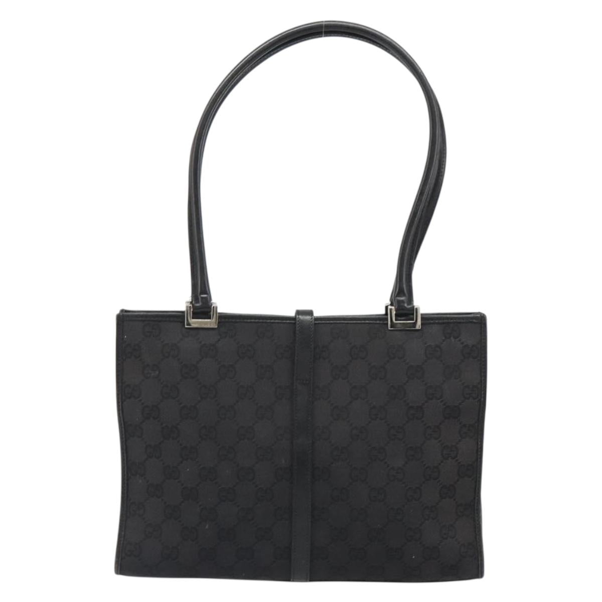 GUCCI GG Canvas Jackie Tote Bag Black Silver 002 1073 Auth BA13509A