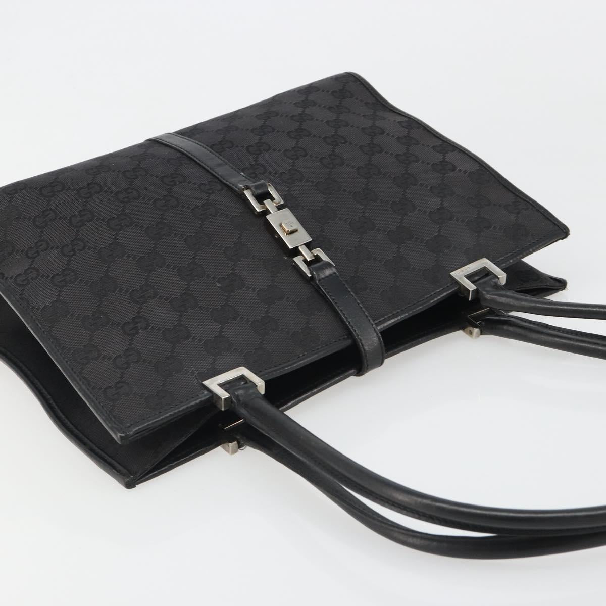 GUCCI GG Canvas Jackie Tote Bag Black Silver 002 1073 Auth BA13509A