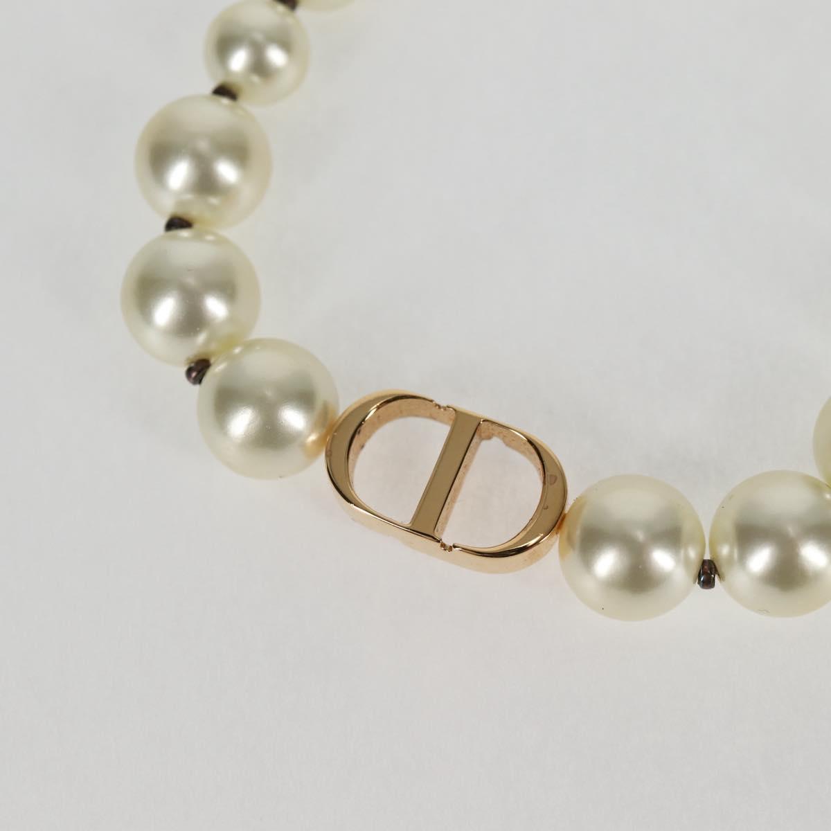 Christian Dior Necklace Pearl White Auth BA1350