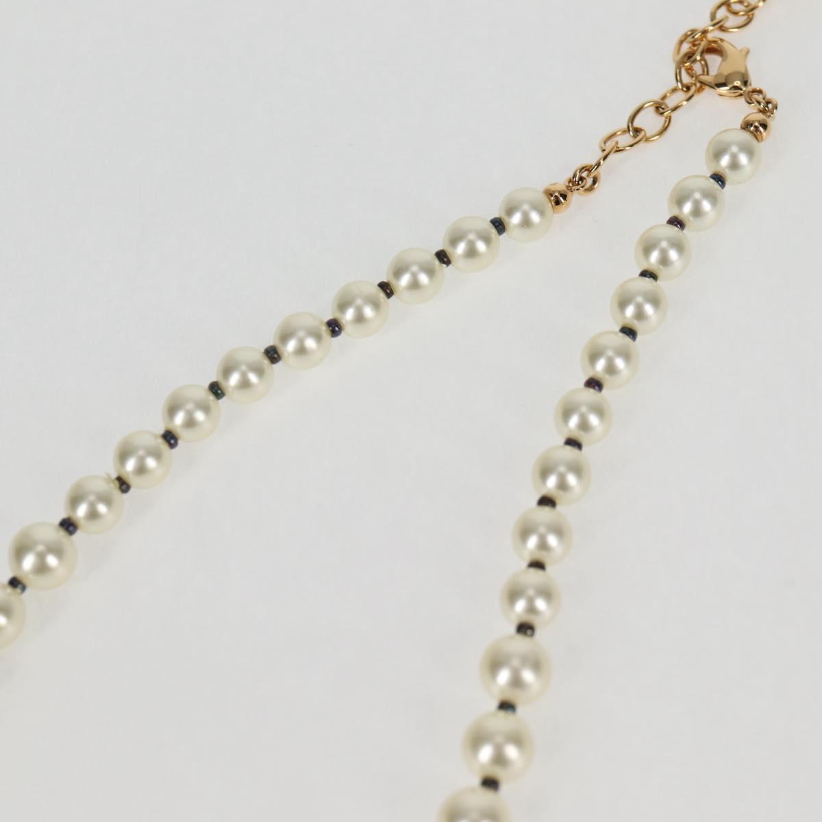 Christian Dior Necklace Pearl White Auth BA1350