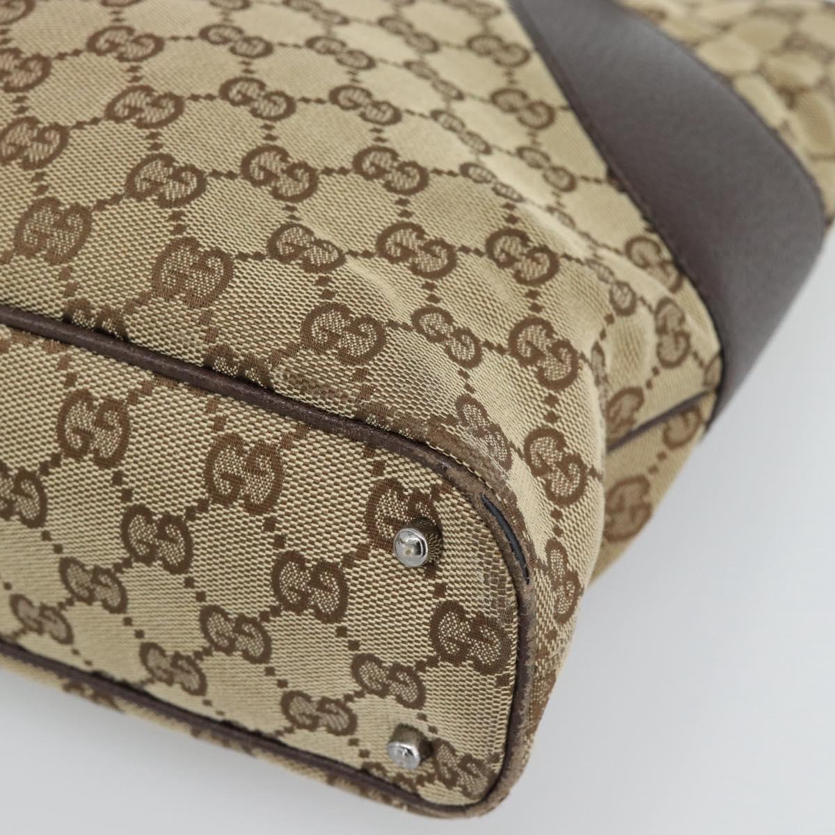 GUCCI GG Canvas Tote Bag Beige Silver Auth BA13511