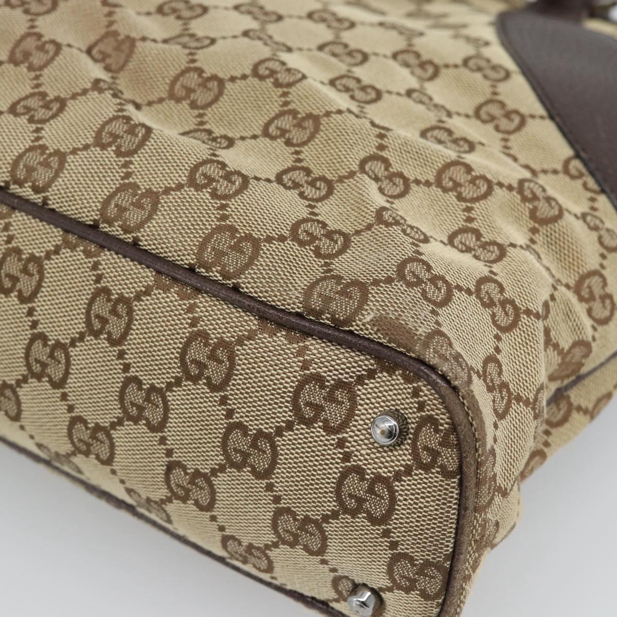 GUCCI GG Canvas Tote Bag Beige Silver Auth BA13511