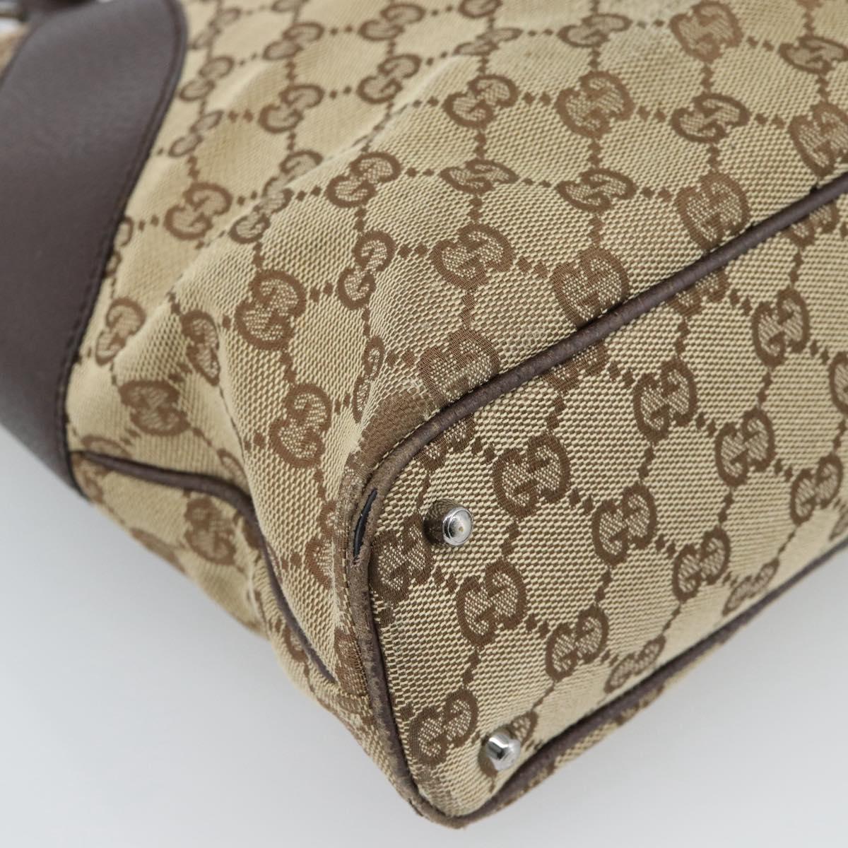GUCCI GG Canvas Tote Bag Beige Silver Auth BA13511