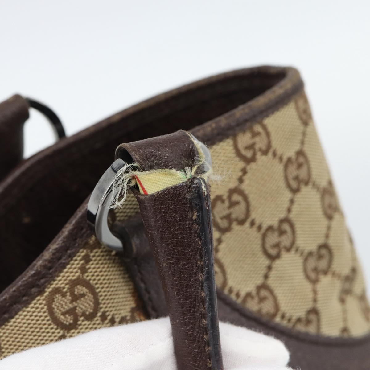 GUCCI GG Canvas Tote Bag Beige Silver Auth BA13511