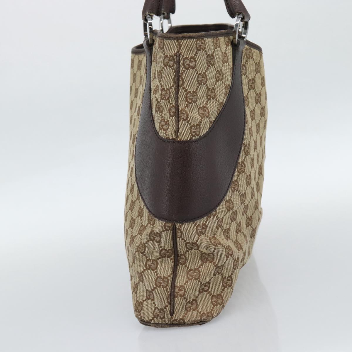 GUCCI GG Canvas Tote Bag Beige Silver Auth BA13511
