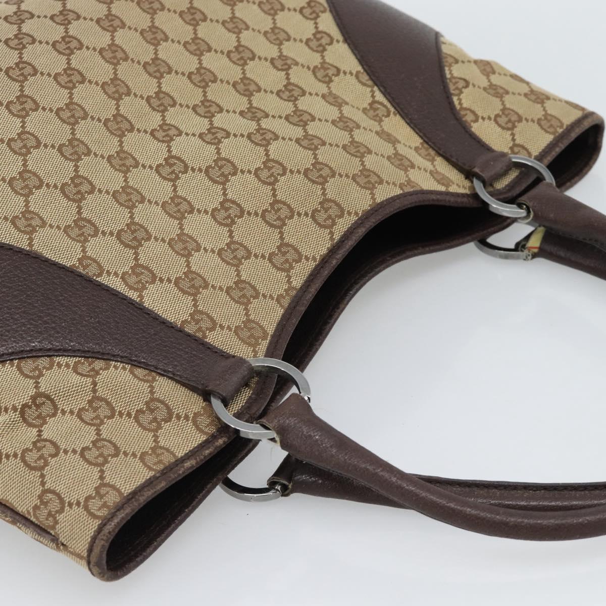 GUCCI GG Canvas Tote Bag Beige Silver Auth BA13511
