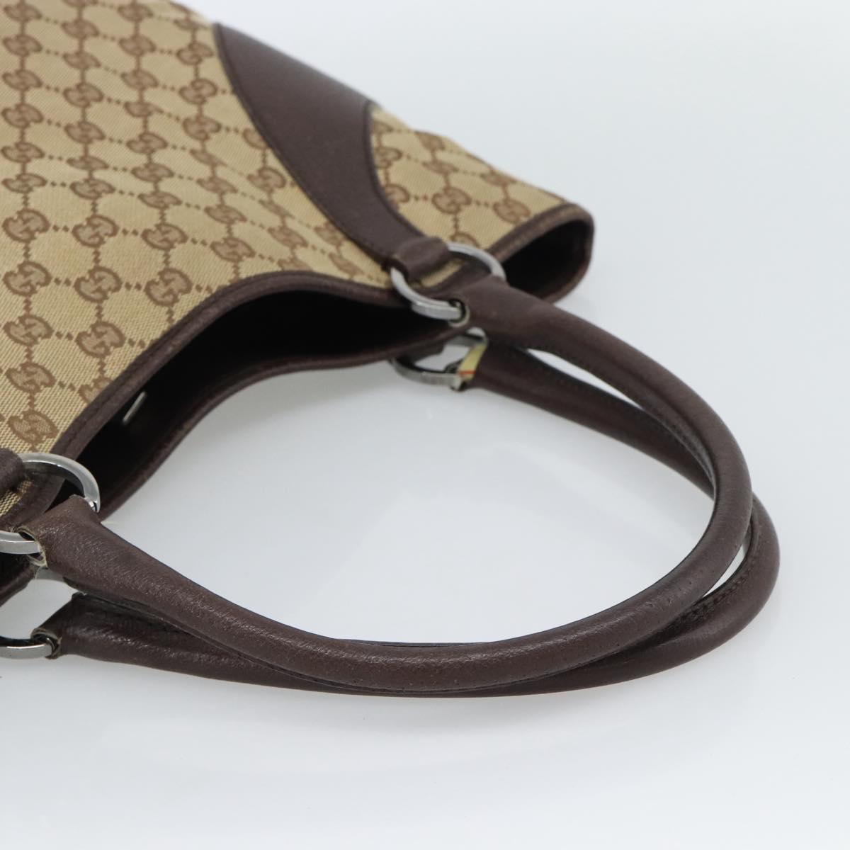 GUCCI GG Canvas Tote Bag Beige Silver Auth BA13511