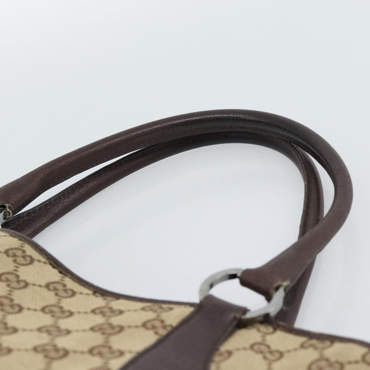 GUCCI GG Canvas Tote Bag Beige Silver Auth BA13511