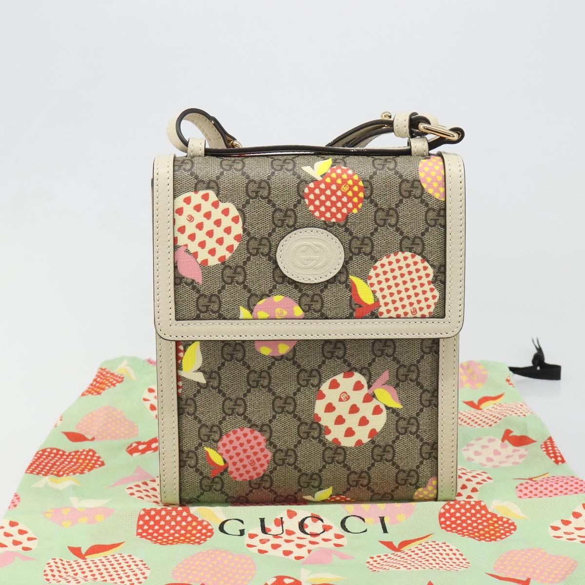 GUCCI GG Supreme Children's Bag PVC Leather Beige Gold 625782 Auth BA13514V