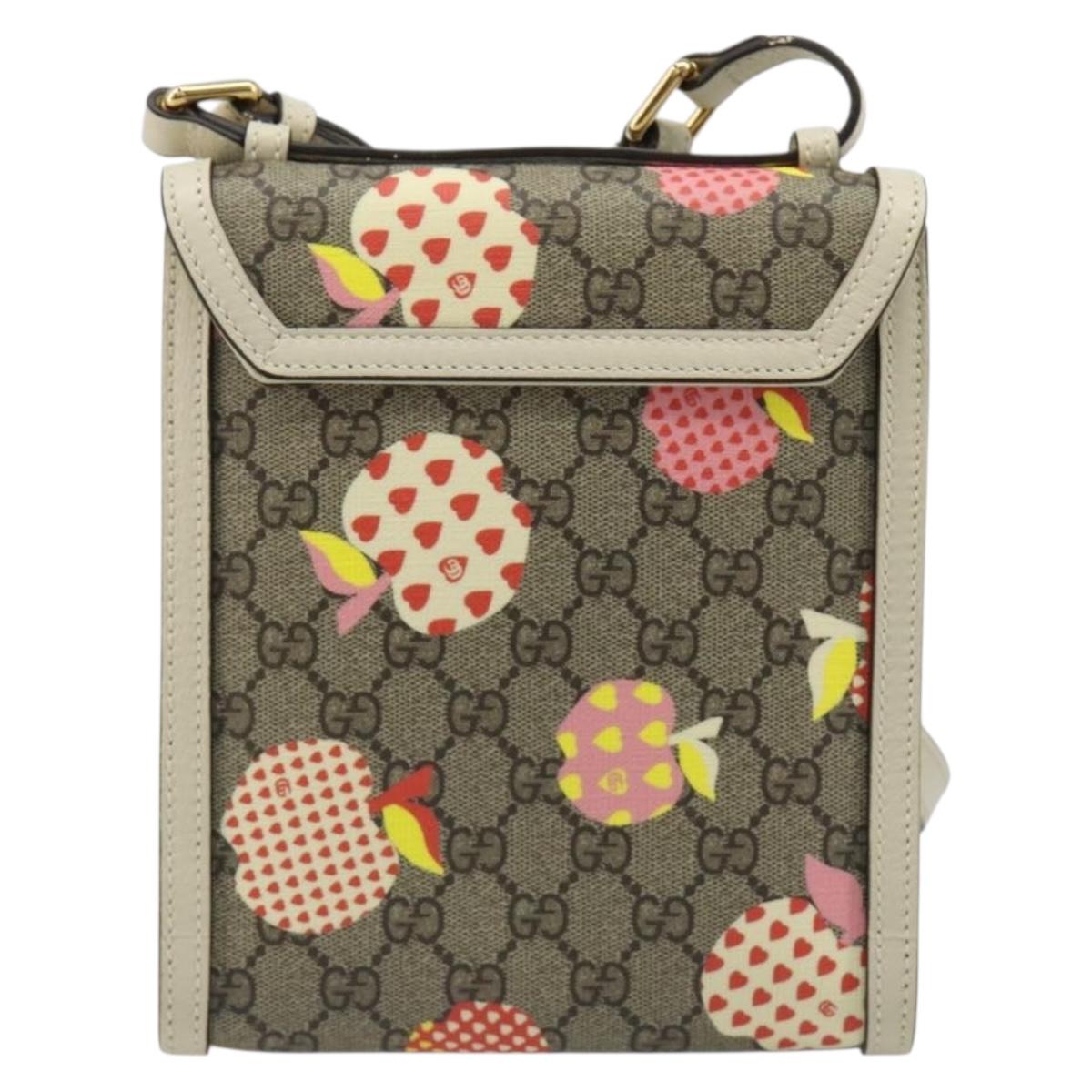 GUCCI GG Supreme Children's Bag PVC Leather Beige Gold 625782 Auth BA13514V