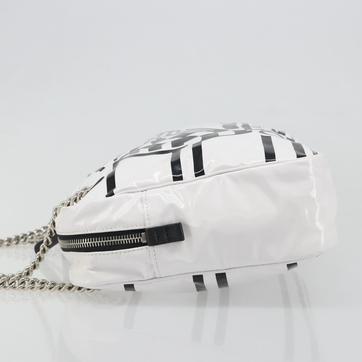 CHANEL La Pausa Chain Bag Patent leather White Silver CC Auth BA13516SAM
