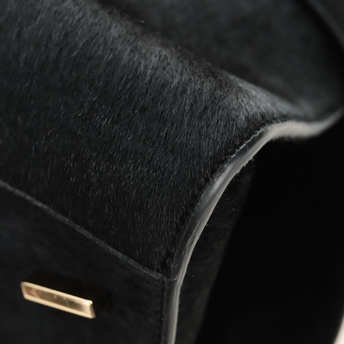 Salvatore Ferragamo Gancini Bag Harako leather 2way Black Gold Auth BA13517M