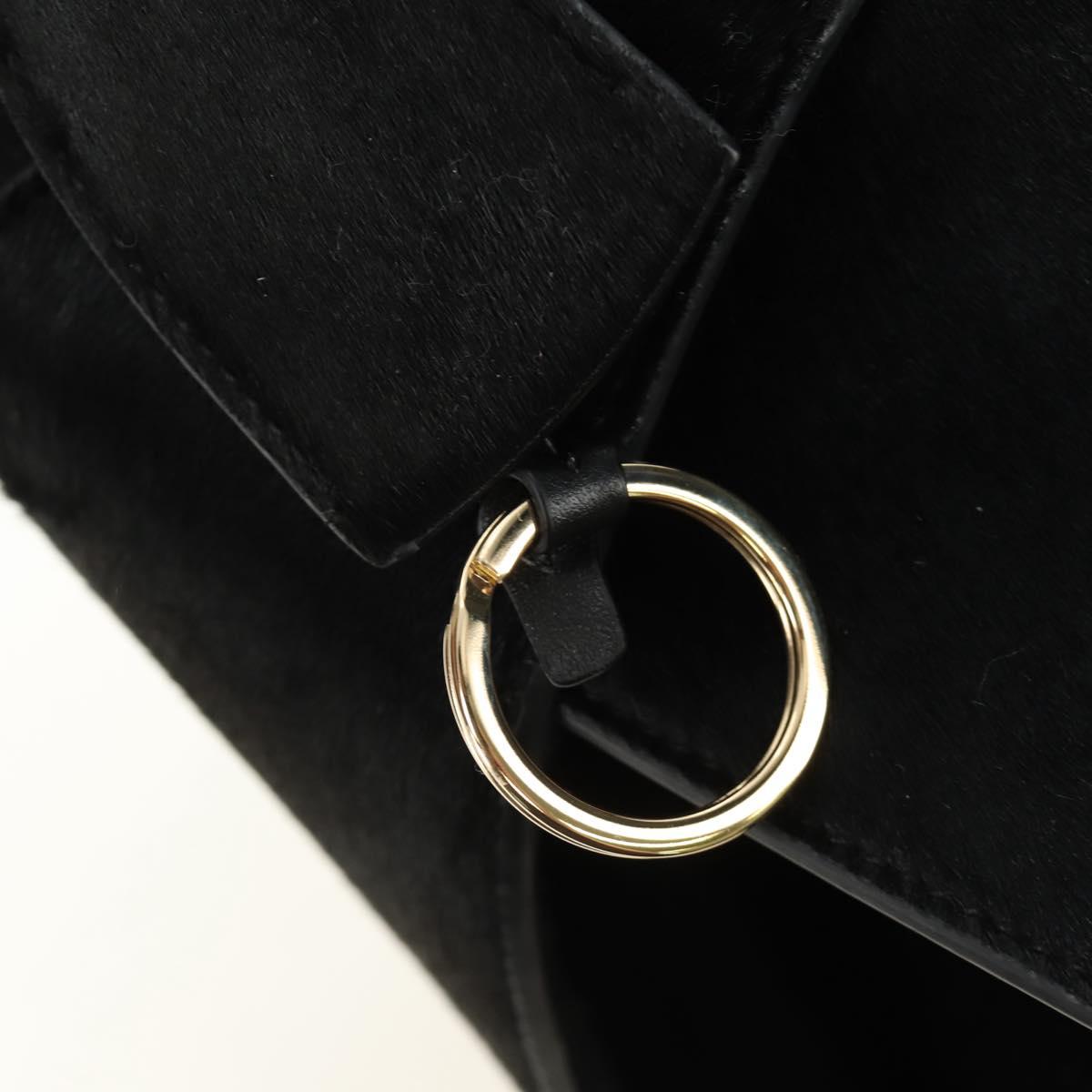 Salvatore Ferragamo Gancini Bag Harako leather 2way Black Gold Auth BA13517M