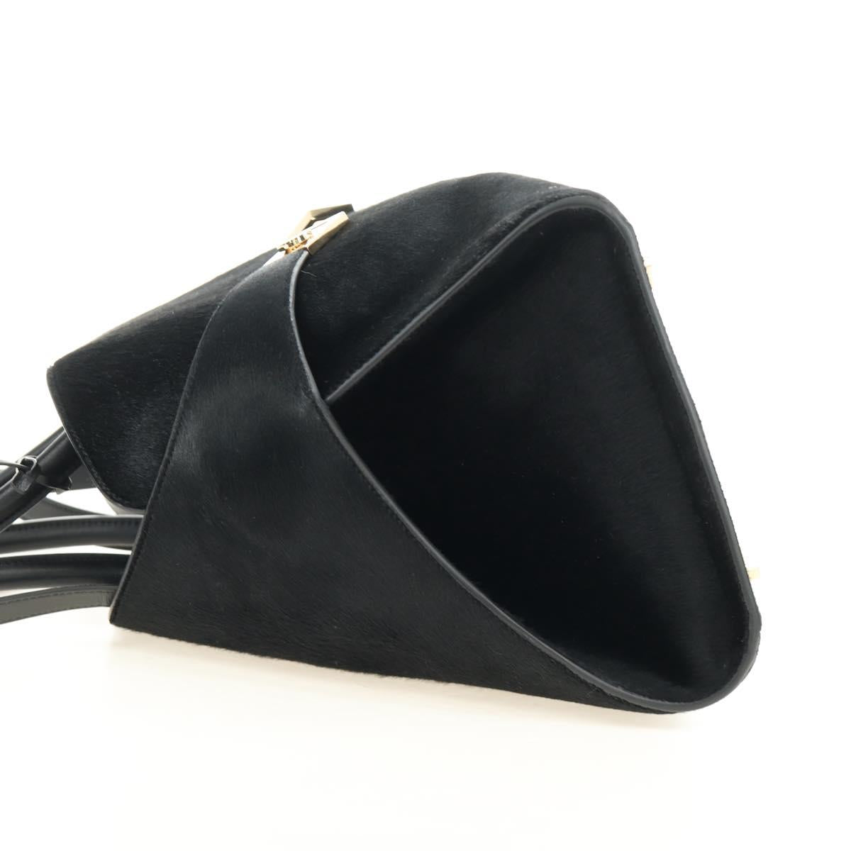 Salvatore Ferragamo Gancini Bag Harako leather 2way Black Gold Auth BA13517M