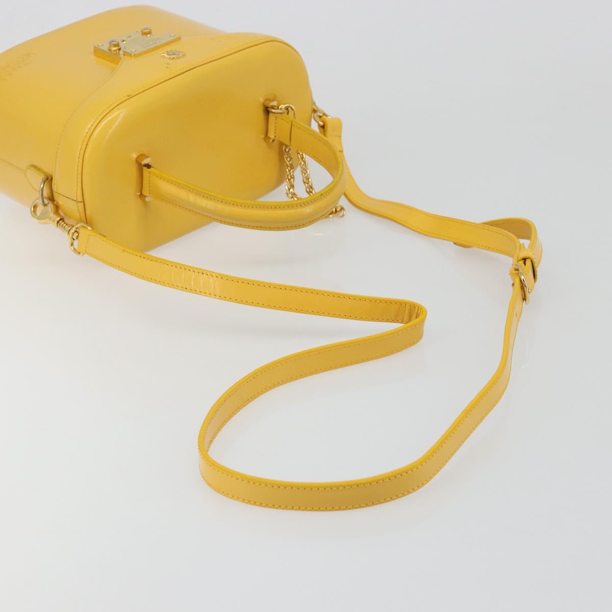 Gianni Versace Hand Bag Leather 2way Yellow Gold Auth BA13518