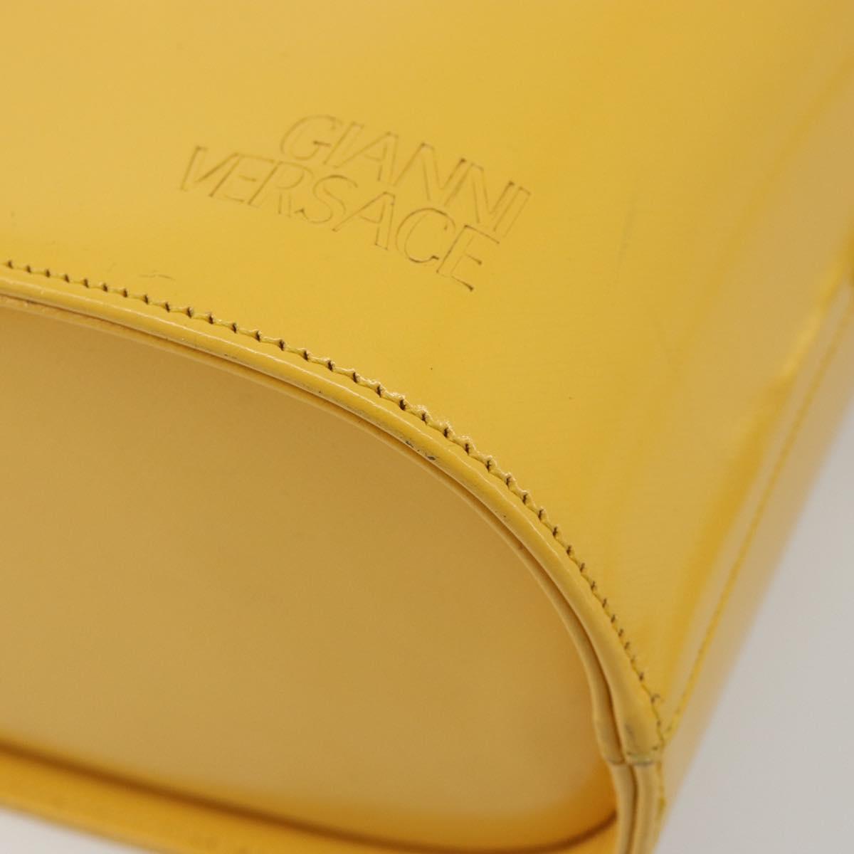 Gianni Versace Hand Bag Leather 2way Yellow Gold Auth BA13518