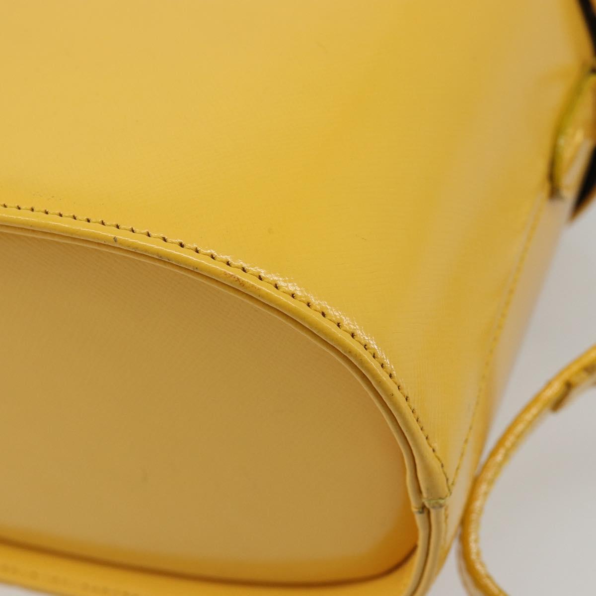 Gianni Versace Hand Bag Leather 2way Yellow Gold Auth BA13518