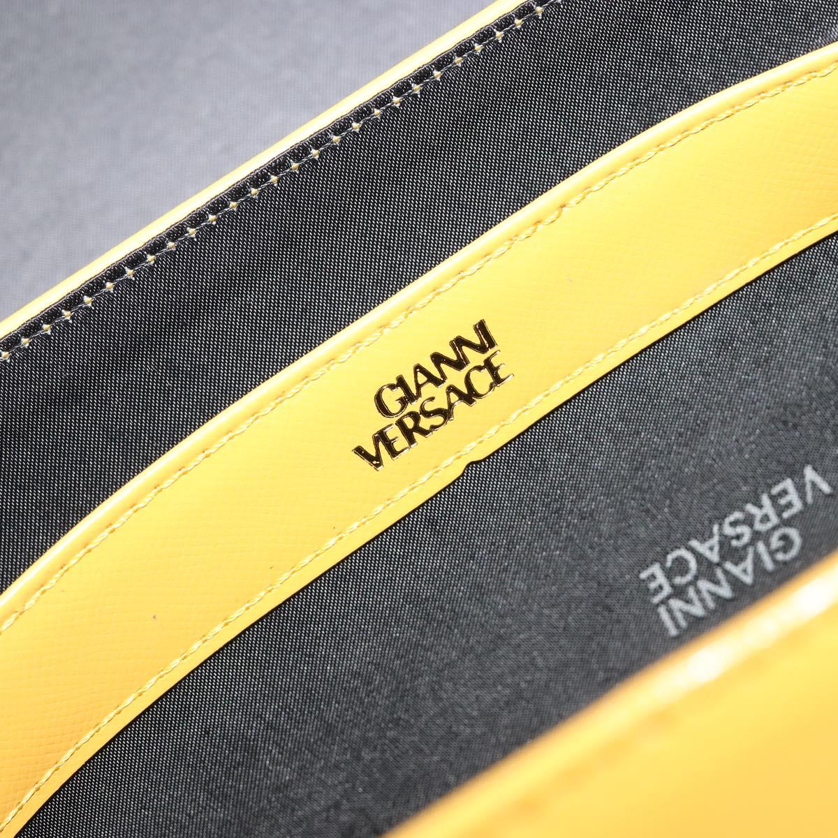 Gianni Versace Hand Bag Leather 2way Yellow Gold Auth BA13518