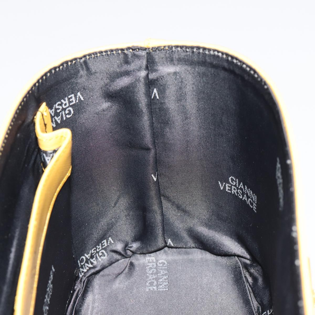 Gianni Versace Hand Bag Leather 2way Yellow Gold Auth BA13518