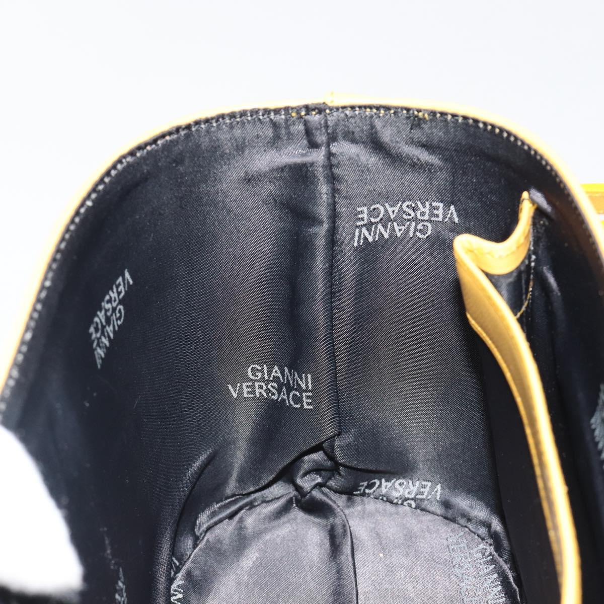 Gianni Versace Hand Bag Leather 2way Yellow Gold Auth BA13518