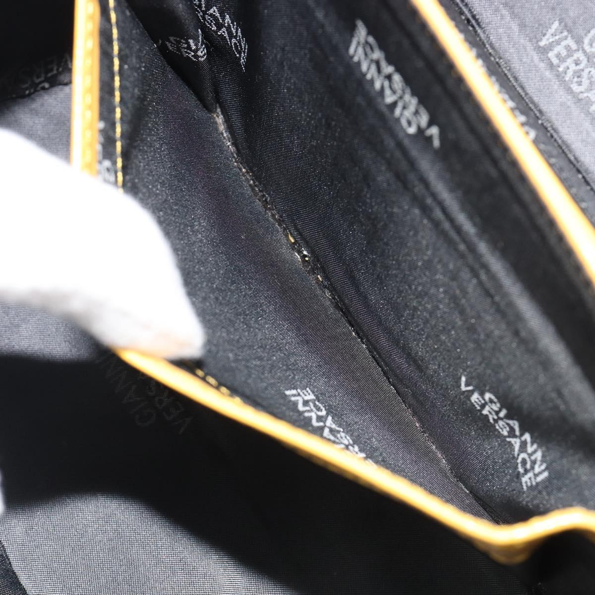 Gianni Versace Hand Bag Leather 2way Yellow Gold Auth BA13518