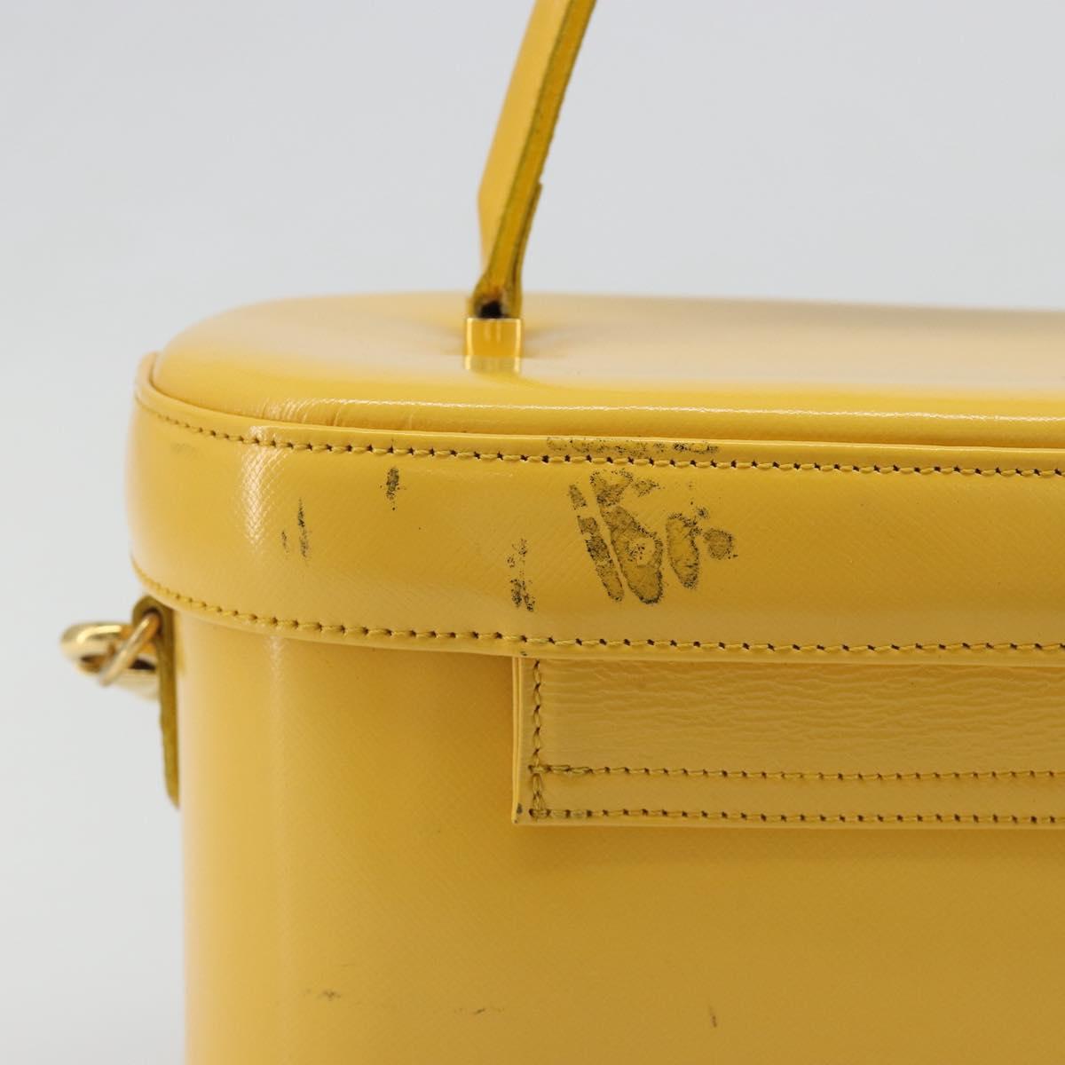 Gianni Versace Hand Bag Leather 2way Yellow Gold Auth BA13518