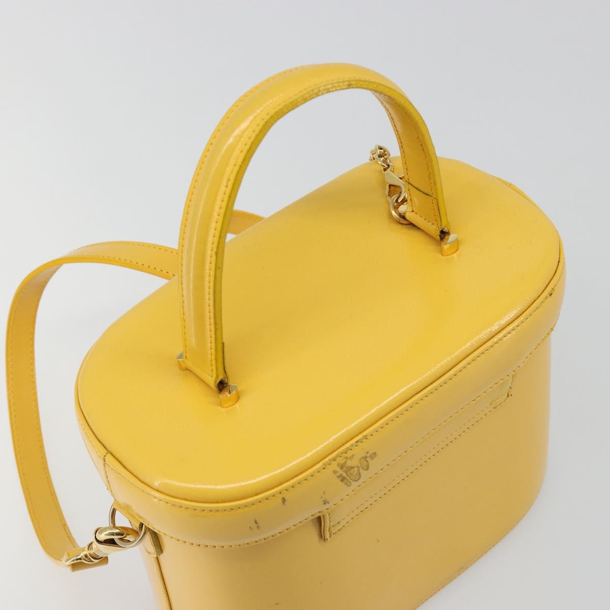 Gianni Versace Hand Bag Leather 2way Yellow Gold Auth BA13518