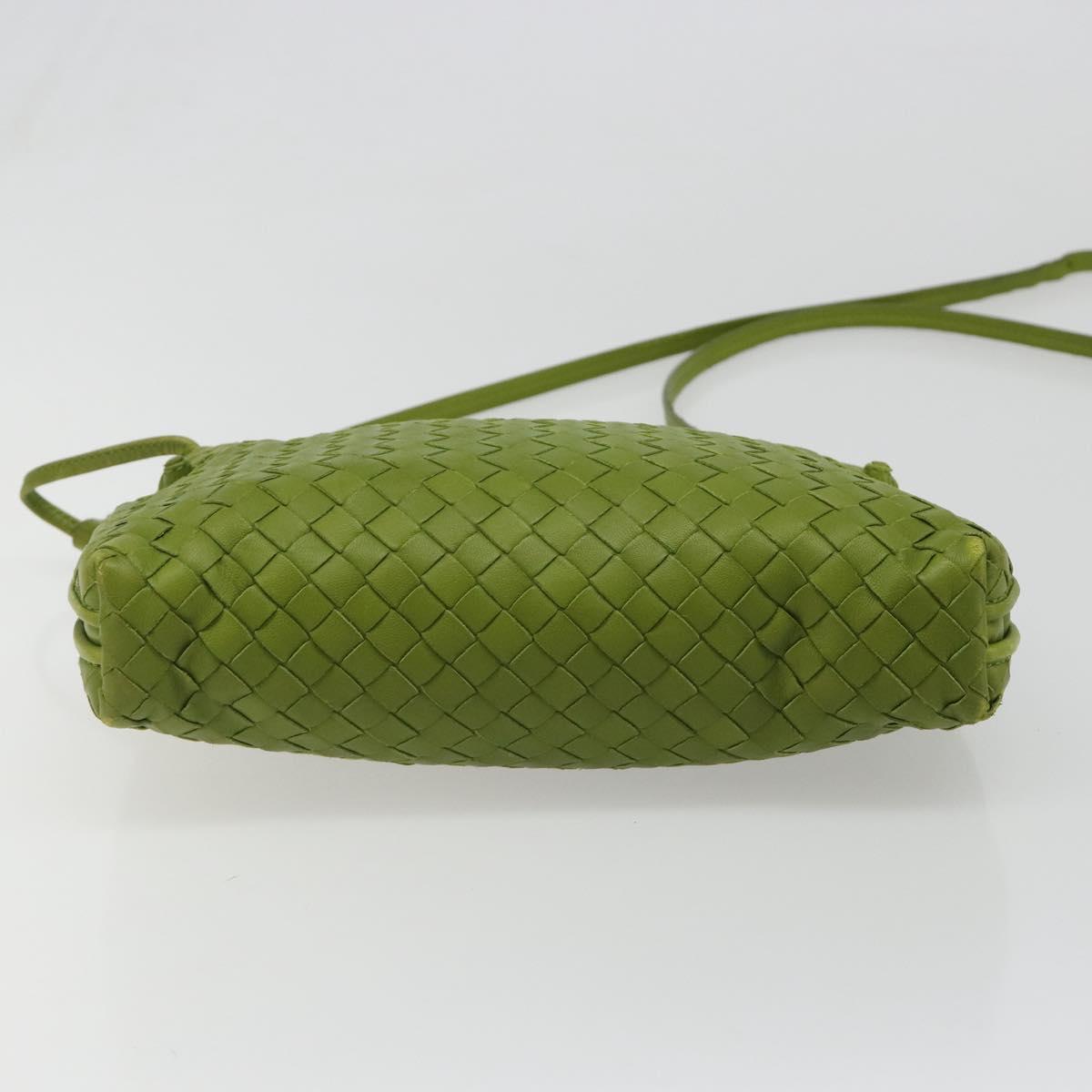 BOTTEGA VENETA INTRECCIATO Shoulder Bag Leather Green Auth BA13520V