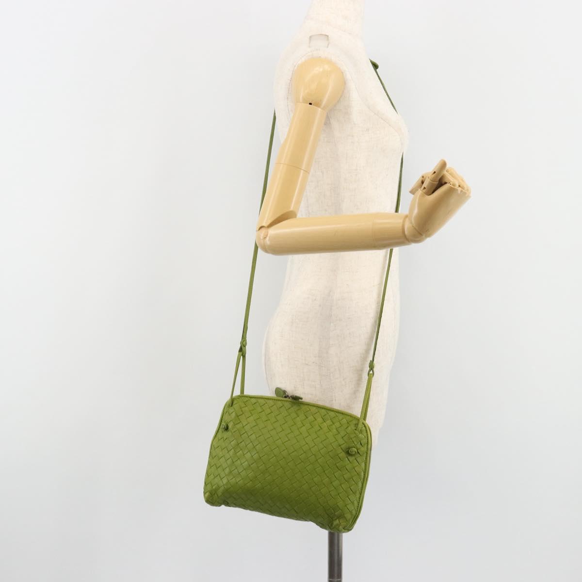 BOTTEGA VENETA INTRECCIATO Shoulder Bag Leather Green Auth BA13520V
