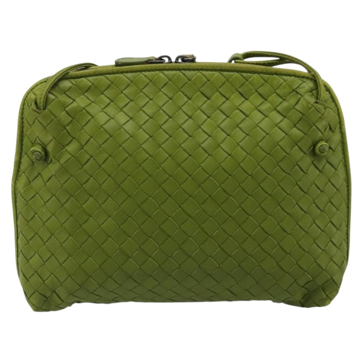 BOTTEGA VENETA INTRECCIATO Shoulder Bag Leather Green Auth BA13520V