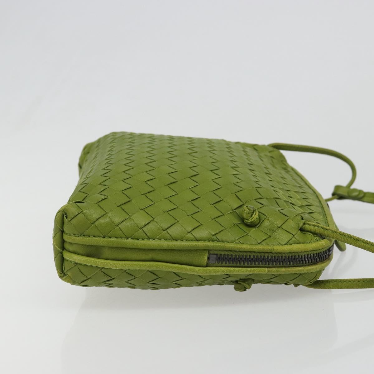 BOTTEGA VENETA INTRECCIATO Shoulder Bag Leather Green Auth BA13520V