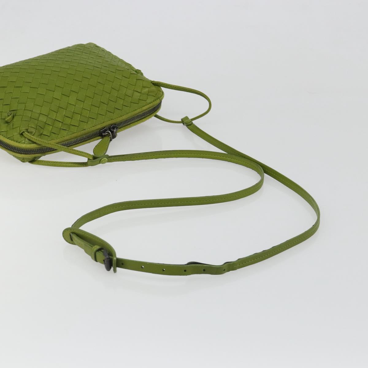 BOTTEGA VENETA INTRECCIATO Shoulder Bag Leather Green Auth BA13520V