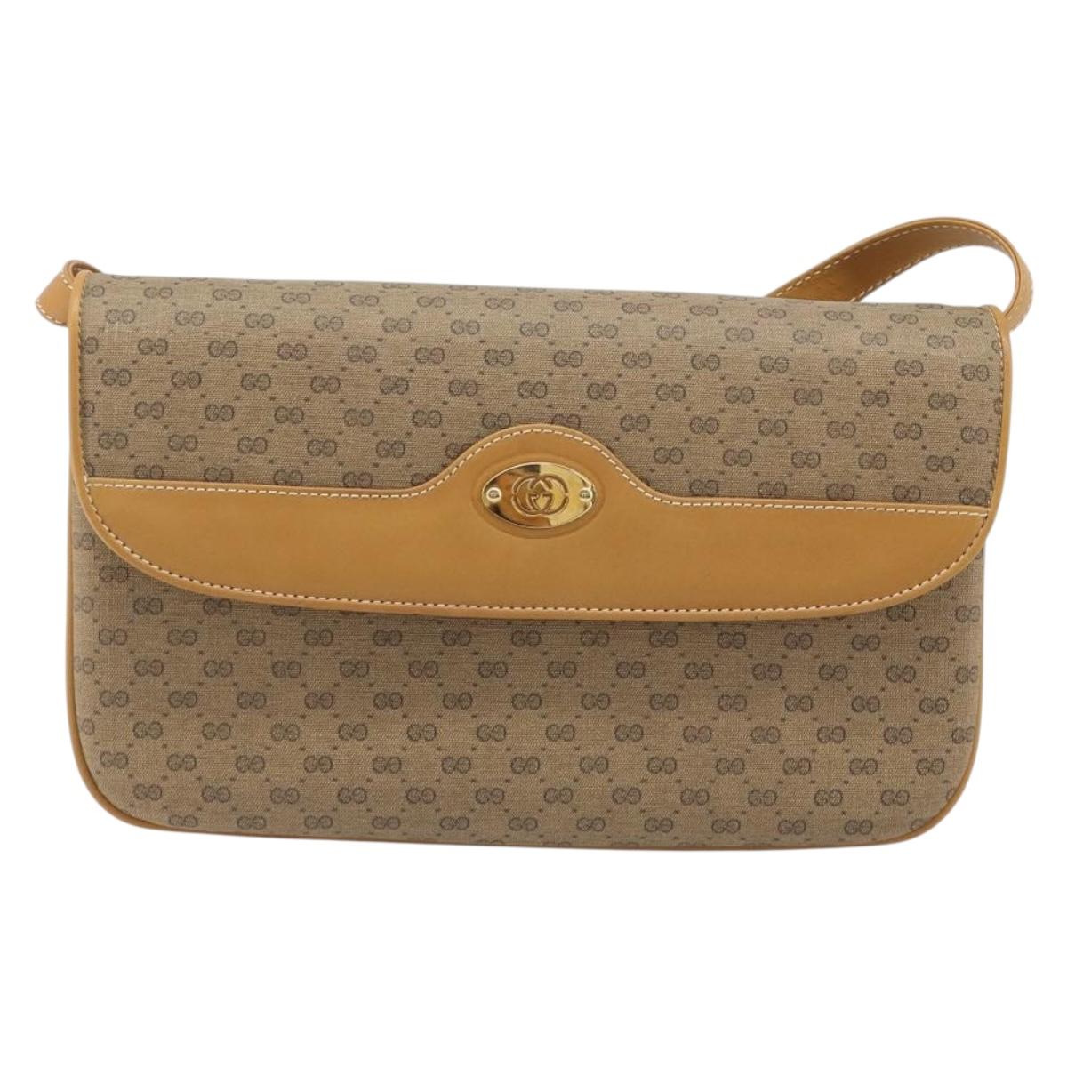 GUCCI Micro GG Supreme Shoulder Bag PVC Beige Gold 004 106 0024 Auth BA13521A