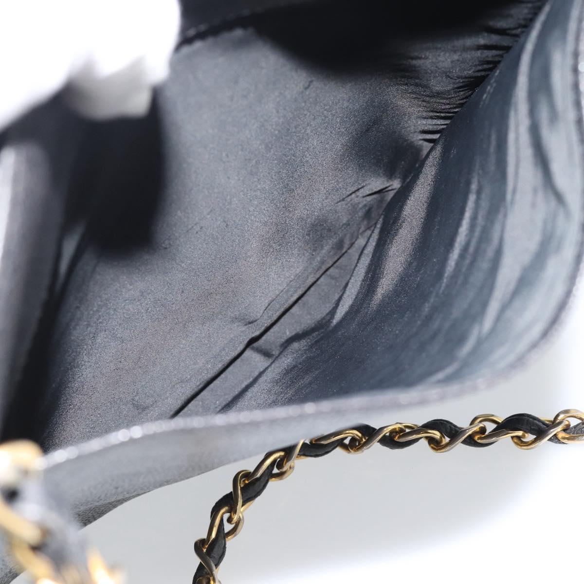 CHANEL Chain Matelasse Shoulder Bag Caviar Skin Black Gold CC Auth BA13522A