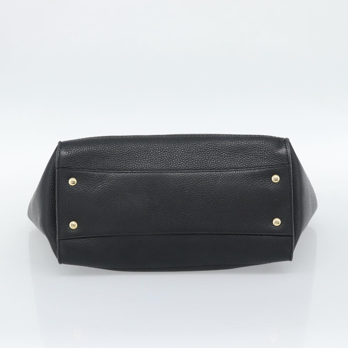 Salvatore Ferragamo Gancini Tote Bag Leather Black Gold Auth BA13523A