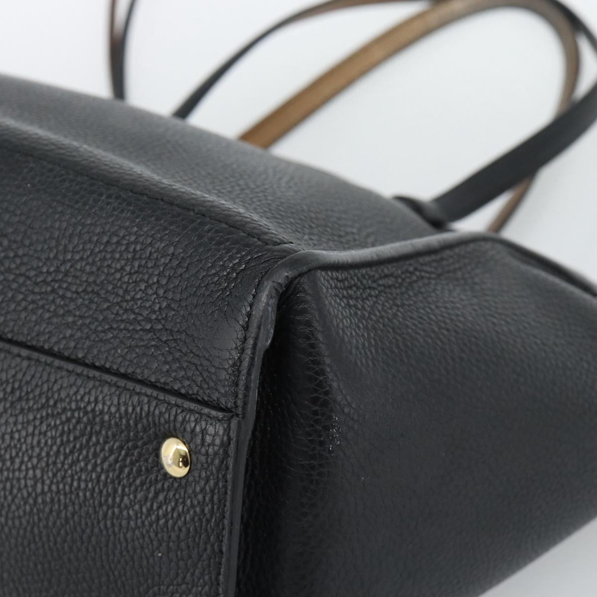 Salvatore Ferragamo Gancini Tote Bag Leather Black Gold Auth BA13523A