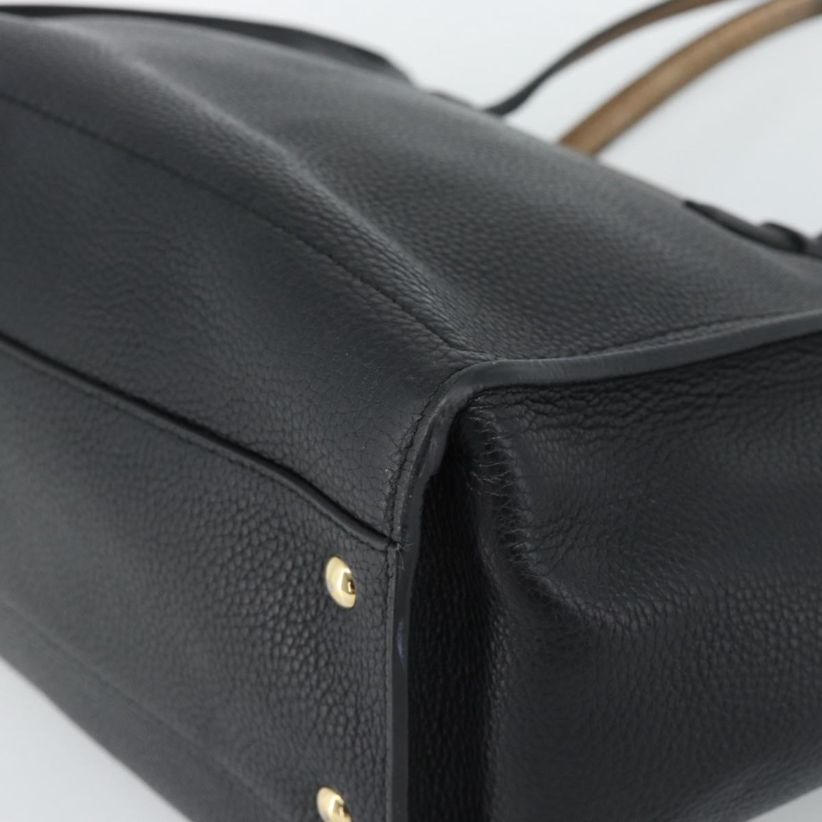 Salvatore Ferragamo Gancini Tote Bag Leather Black Gold Auth BA13523A