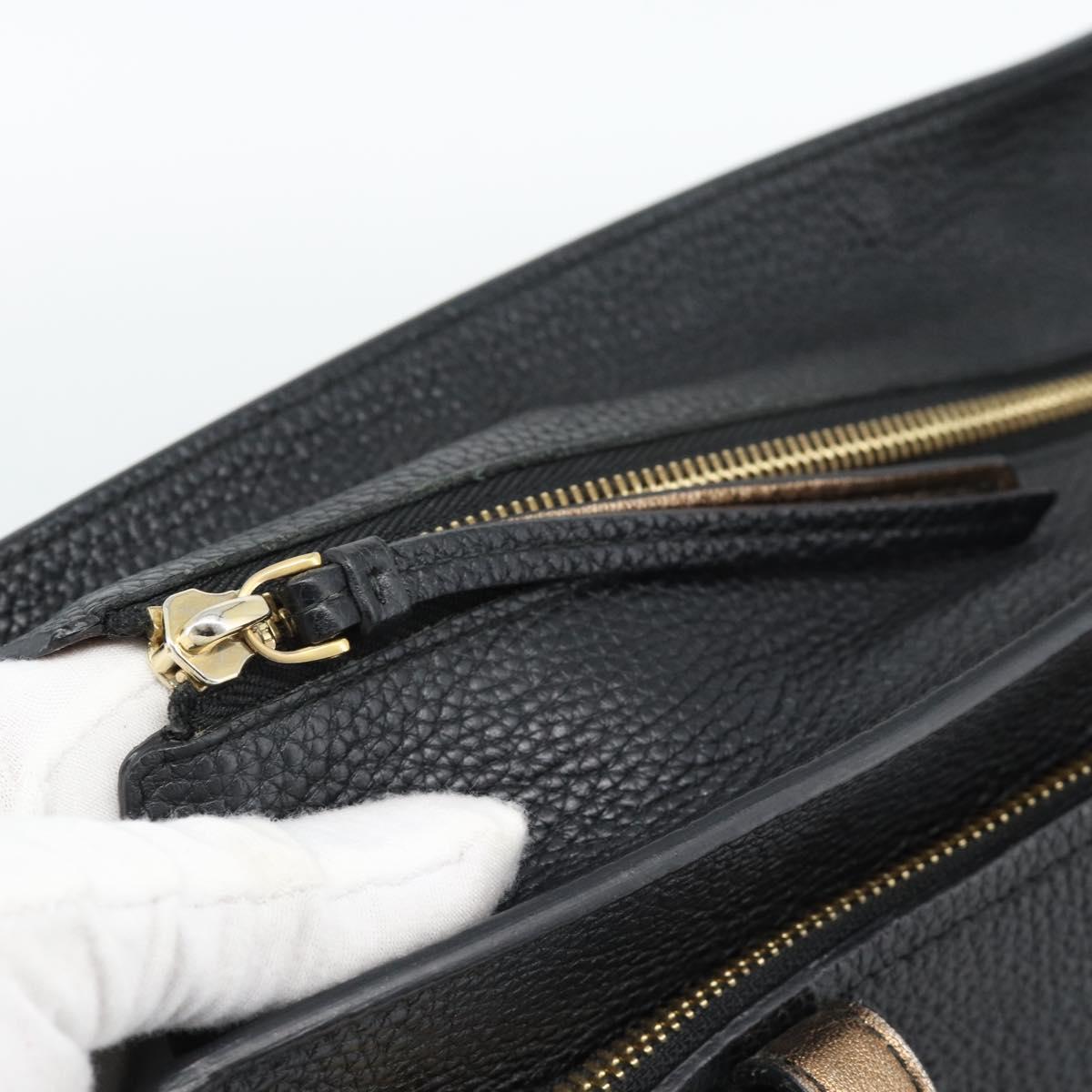 Salvatore Ferragamo Gancini Tote Bag Leather Black Gold Auth BA13523A