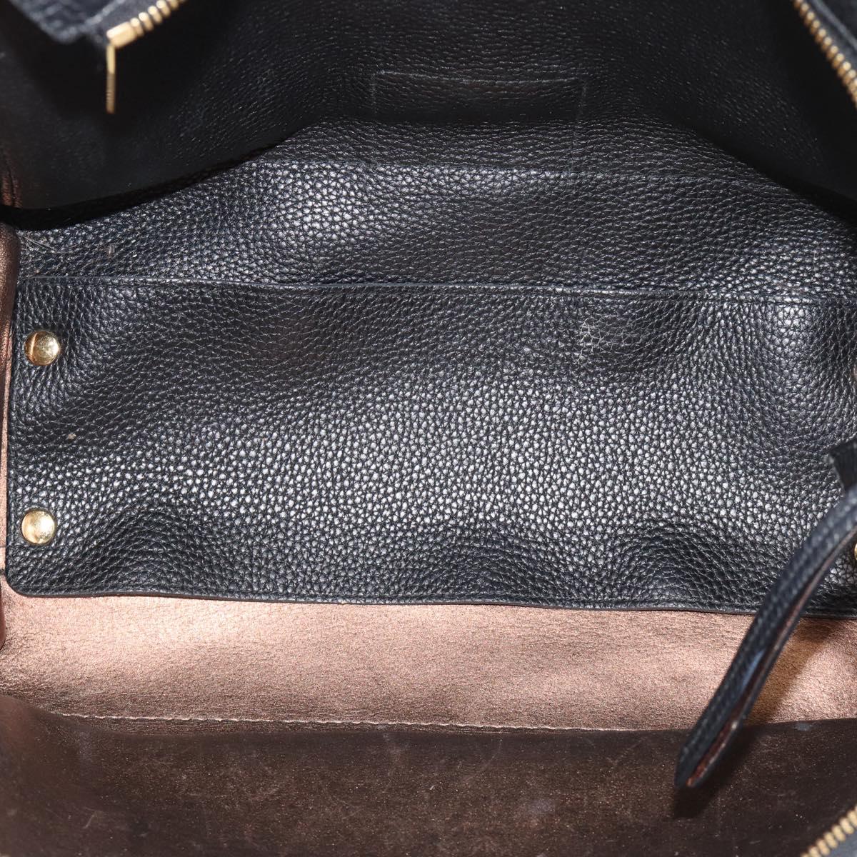 Salvatore Ferragamo Gancini Tote Bag Leather Black Gold Auth BA13523A