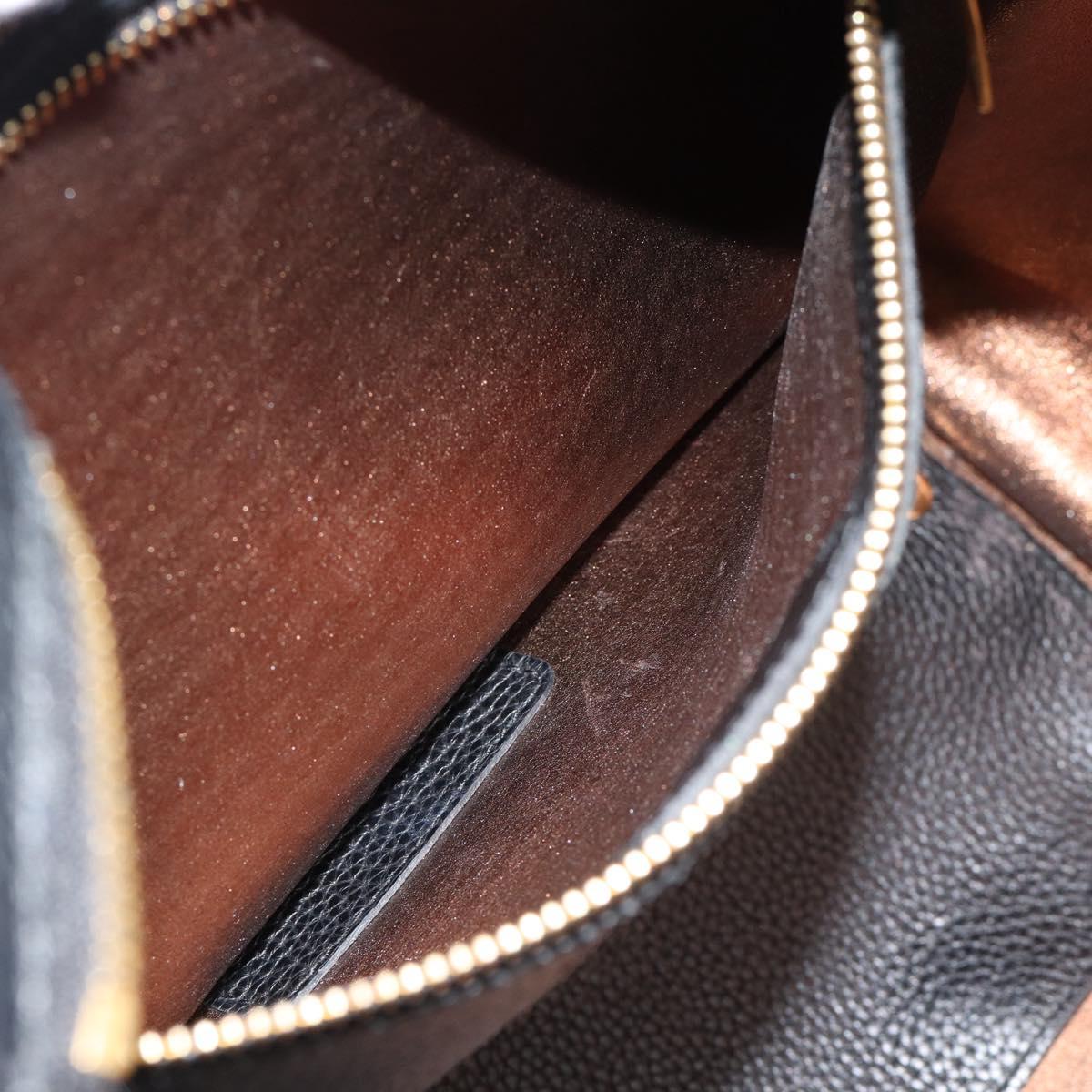 Salvatore Ferragamo Gancini Tote Bag Leather Black Gold Auth BA13523A