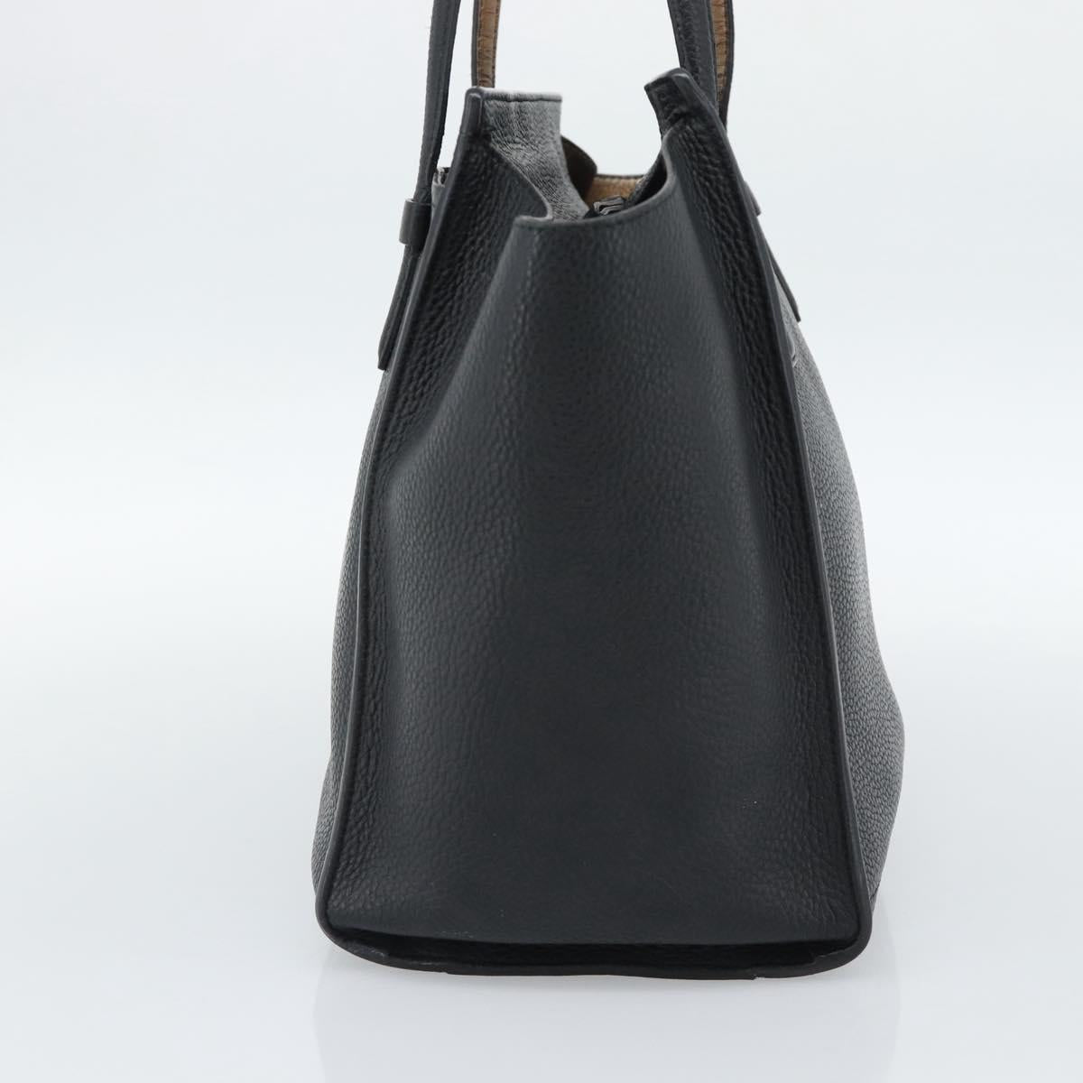 Salvatore Ferragamo Gancini Tote Bag Leather Black Gold Auth BA13523A
