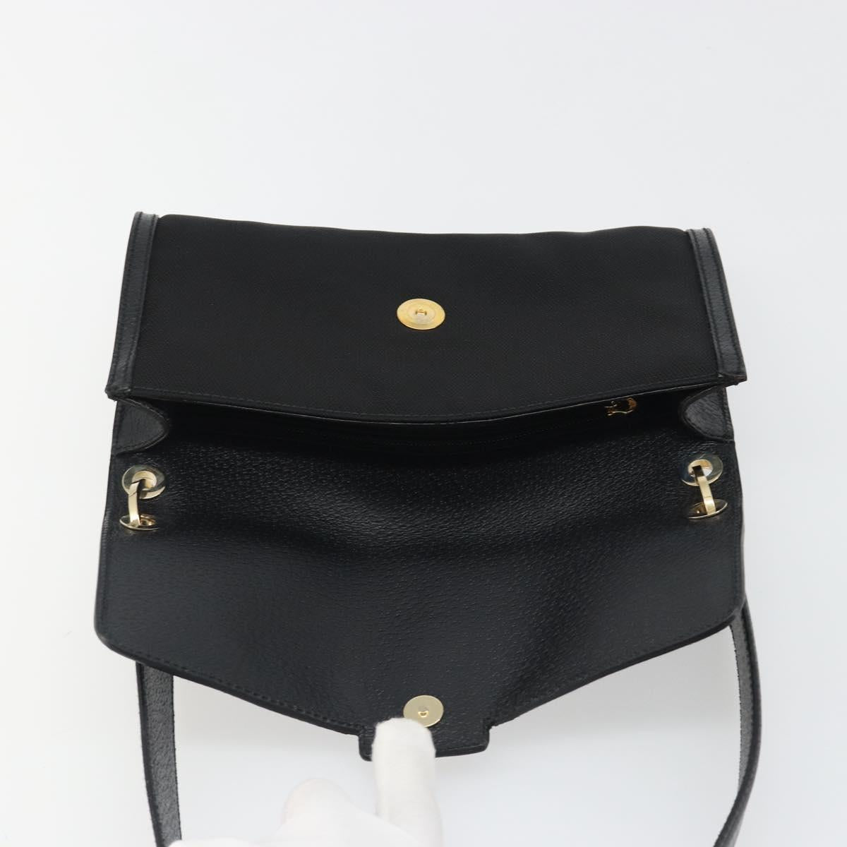 Salvatore Ferragamo Shoulder Bag Canvas Black Gold Auth BA13524V